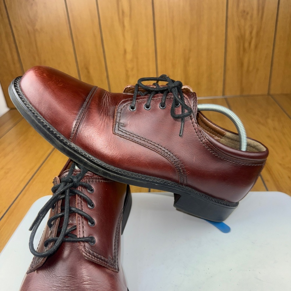 Dockers Mens Size 12M Burgundy Leather Cap‎ Toe Oxford Dress Shoes Lace Up